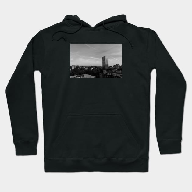 Portland City Skyline - Black and White Hoodie by Just In Tee Shirts